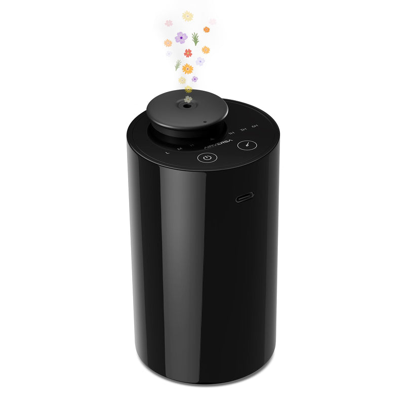 Airversa Waterless Diffuser for Essential Oil, Car Diffsuer, Battery Operated Nebulizer, 0.7 Fl Oz/ 20mL, Mini Scent Air Machine, 3 Timers & 3 Mist Levels for Home, Room, Car, Office - AN6 Black 1 Pack - BeesActive Australia