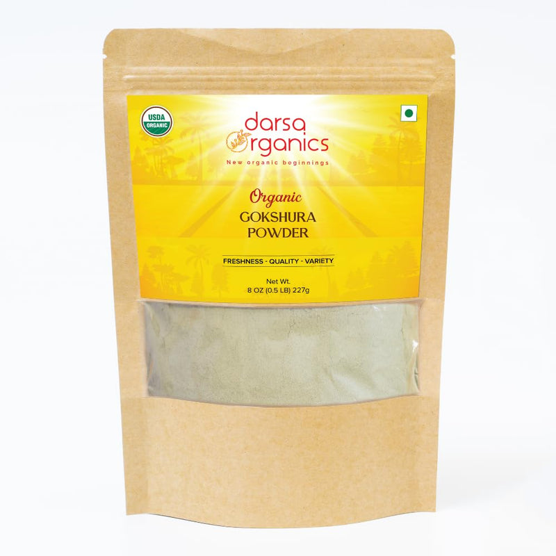 Gokshura Powder | 8 oz Resealable Pouch | Tribulus Terrestri | Gokhru/Gokhsuru | USDA Organic | Kosher | Non-GMO | Gluten Free - BeesActive Australia
