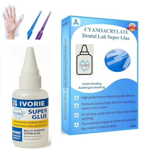 Super Glue Adhesive Instant Bonding Cyanoacrylate Acrylic - Dental Laboratory Tools (Transparent Clear Color - 20gr) Transparent Clear Color - 20gr