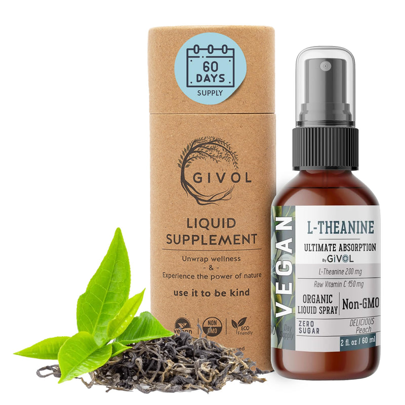 L-Theanine Liquid Spray, Sugar-Free - Made in USA – 2 FL oz - 60 ml | Liquid spray format designed to complement everyday wellness routines and a convenient spray mist ideal for simple daily use