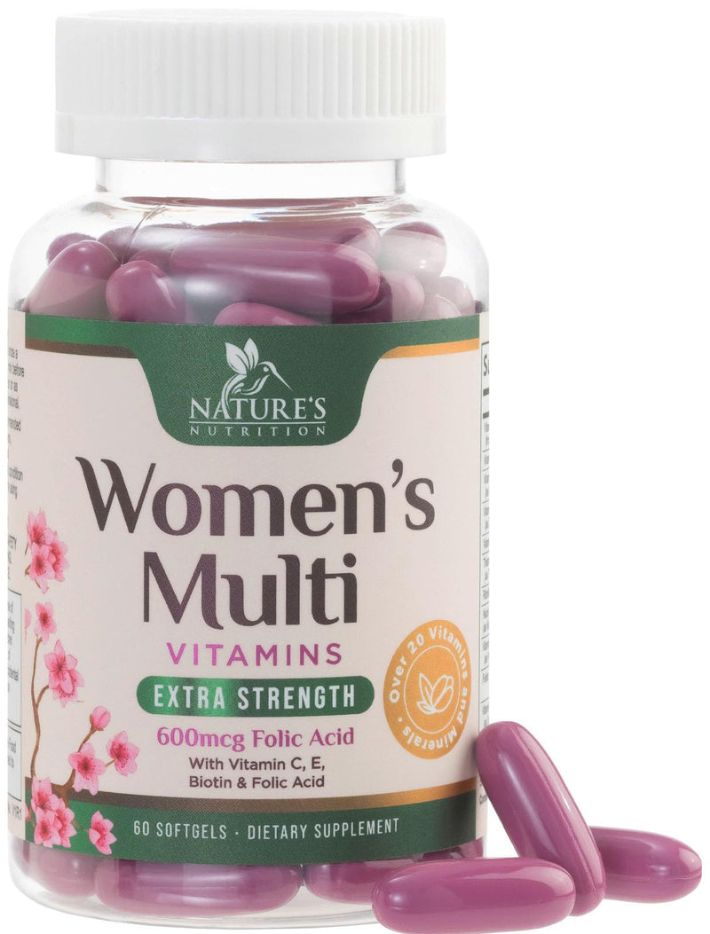 Multivitamin for Women - Complete Daily Womens Multivitamins with Calcium, Folic Acid, Vitamin A, C, D, E, & B Vitamins, Zinc and Iron - Vitamins for Bone, Energy & Immune Support - 60 Softgels 60 Count (Pack of 1)