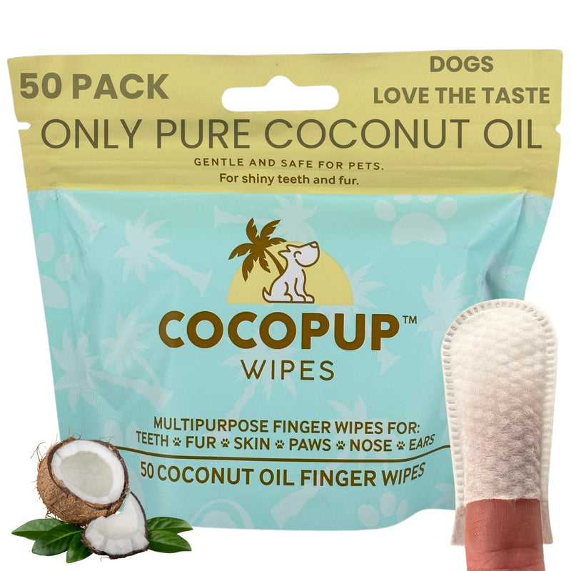 Dog Teeth Cleaning Wipes Ear Nose Paws Fur Cleaner Pure Coconut Oil - PawsPlanet Australia