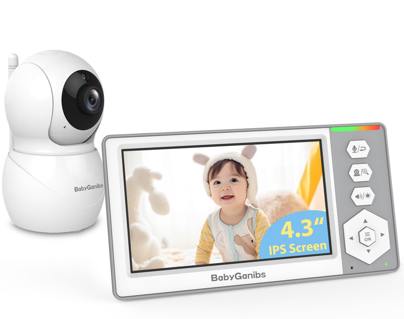 Baby Monitor with Camera and Audio, 4.3'' Video Baby Monitor with 1000ft Long Range and 30-Hour Battery, Baby Monitor No WiFi, Remote Pan-Tilt-Zoom, Night Vision, ECO Mode, 2-Way Talk BG1049 - BeesActive Australia