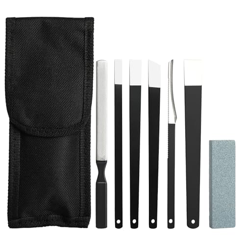 6PCS Pedicure Knife Set, Professional Stainless Steel Callus Remover with Storage Bag, Ingrown Toenail Knife Tools Foot Scraper Knife for Dry, Hard, and Cracked Skin Care - Black