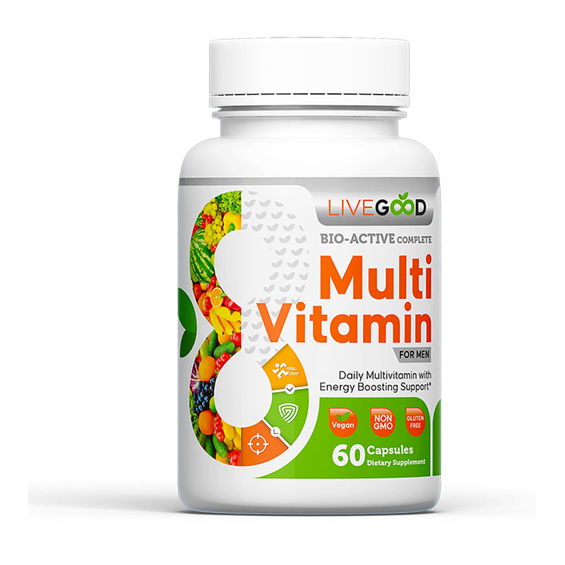 LiveGood Bio-Active Complete Multivitamin for Men, Daily Men’s Multi with 24 Essential Vitamins and Minerals for Energy, Immunity, Heart and Bone Support, Complete Men’s Formula (60 Capsules)