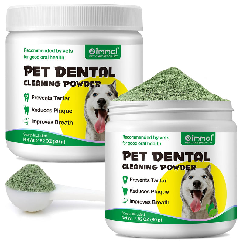 Teeth Cleaning Powder for Dogs, 2 x 80g Dog Dental Powder Cleaning Teeth, Dog Breath Freshener with Probiotics for Bad Breath, Plaque, Tartar - Dental Care Supplement for Small, Medium & Large Dogs - PawsPlanet Australia