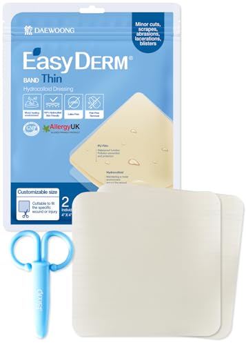 EasyDerm Thin Hydrocolloid Wound Dressing 1 Pack(2ea) - 4"x4" -Healing Care 1 Pack(2 Dressings)