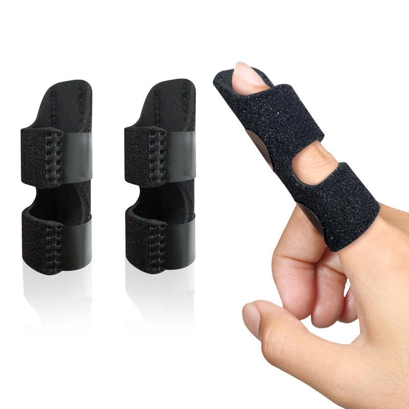 Finger Splint, Universal Trigger Finger Brace for Broken/Arthritis Pain and Sprain Relief, Splints for Middle, Index, Ring (2 Pack,Black) Black