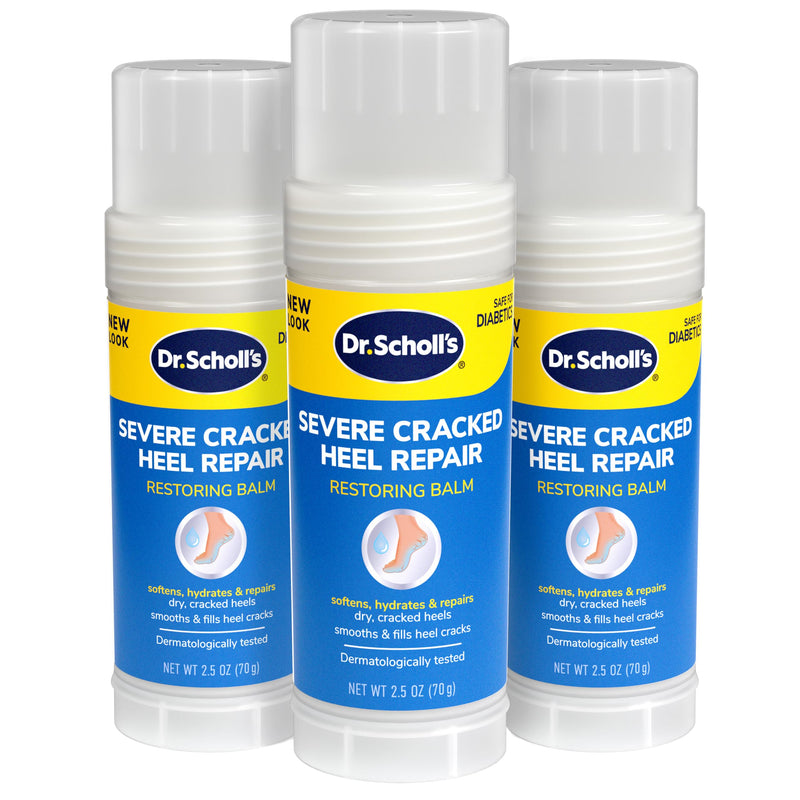 Dr. Scholl's Severe Cracked Heel Repair Restoring Balm 2.5oz, with 25% Urea for Dry, Cracked Feet, Heals and Moisturizes for Healthy Feet, Epsom Salt Soothes, Safe for Diabetics, 3-pack 1 Count (Pack of 3)