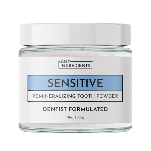 JUST INGREDIENTS Remineralizing Tooth Powder Sensitive - No Fluoride - 1 oz 1 Ounce (Pack of 1)