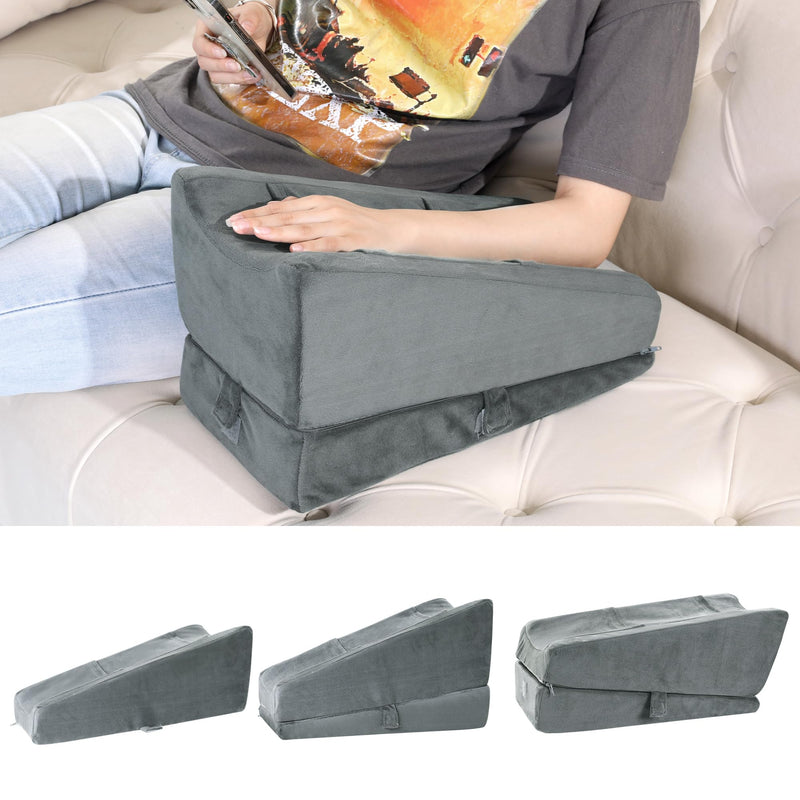 BALAPET 2-in-1 Adjustable Arm Elevation Pillow with Pockets, Ergonomic Wedge Bolster for Post Surgery Support, Recovery Boost Pillow Leg Pain Relieves (Grey) Grey