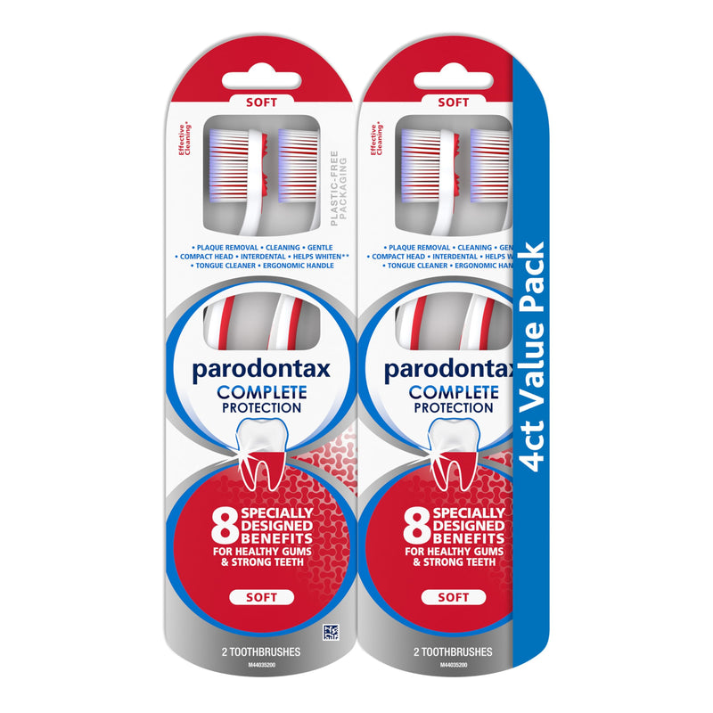 Parodontax Complete Protection Soft Toothbrush for Healthy Gums and Strong Teeth - 2 x 2 Pack 4 Count (Pack of 1) - BeesActive Australia