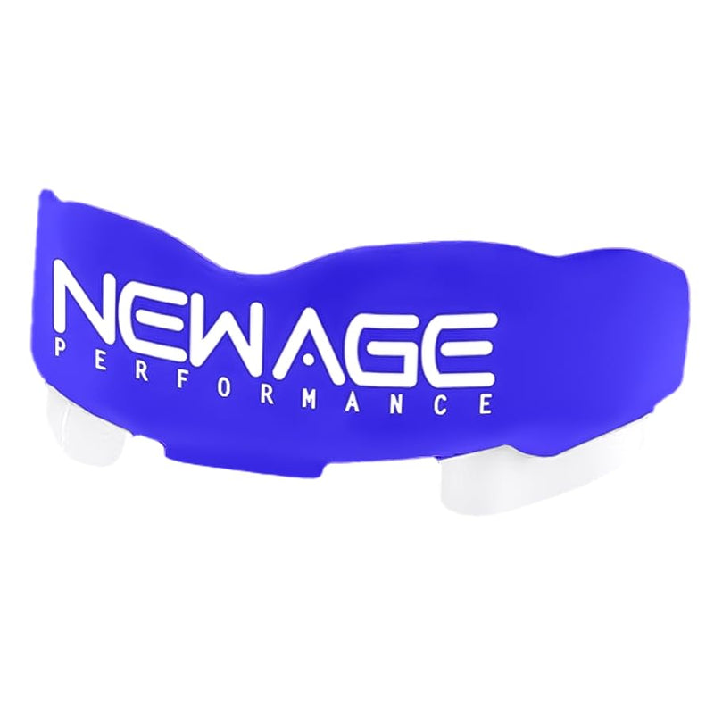 New Age Performance Sports Mouthguard, Low Profile Design, Enhances Athletic Performance Including Strength, Balance & Endurance, Stabilize Jaw for Contact Sports & Protect Teeth, (Blue/White) Blue/White