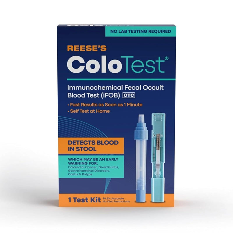 Reese's ColoTest, FIT Immunochemical Fecal Occult Blood Test Kit at Home, 1 Ct, Easy to Use Colon Health Screening, Detects Hidden Blood in Stool, 1-Minute Results, 98.8% Accurate 1 Count (Pack of 1)