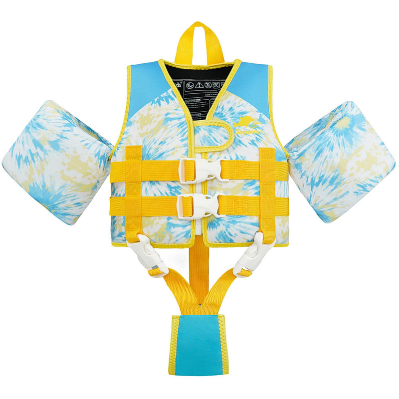 Gogokids Toddler Swim Vest for Kids 33-66 Pounds, Toddler Floaties Water Wing Arm Float, Swim Jacket with Adjustable Safety Strap for 2 3 4 5 6 Years Old Girls and Boys in Pool/Puddle Z-Blue Fit 2-3 Years, 33-42 Pounds - BeesActive Australia