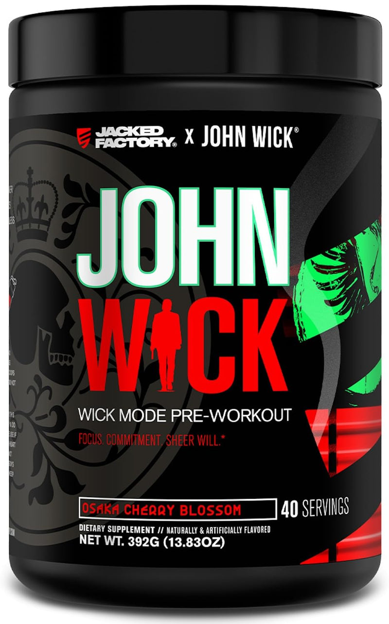 Jacked Factory X John Wick - Wick Mode Pre Workout Powder - Intense Energy, Battle-Ready Focus, Unstoppable Commitment, and Sheer Will - 40 Servings, Osaka Cherry Blossom 40 Servings (Pack of 1) - BeesActive Australia