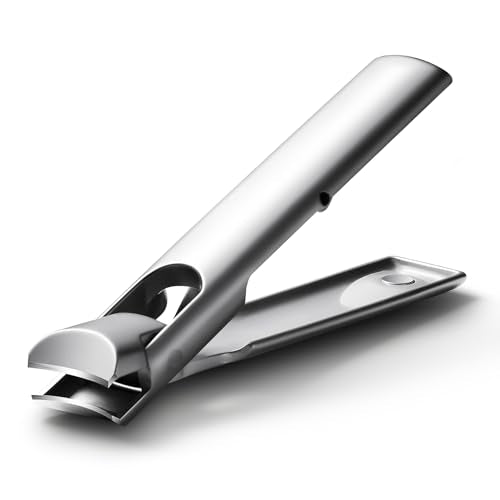 BALUCA 9mm Wide Jaw Opening Curved Finger Toe Nail Clippers with Catcher - Anti Splash Extra Large Toenail Clipper for Thick Nails, Nail Cutter Trimmer for Seniors, Men and Women