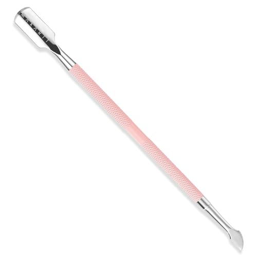 Makartt 1-Pack Pink Dual-End Cuticle Pusher, Stainless Steel Pink Cuticle Pusher