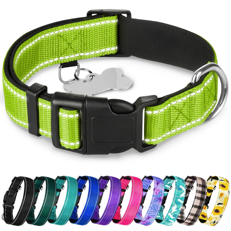 TECEUM Reflective Pet Collar – Acid Green – S – Extra Soft Padding – Basic Nylon Dog Collar – Quick Release Buckle – Fits Small, Medium and Large Dogs, Puppies, Cats – ESA & Service Dog Options - BeesActive Australia