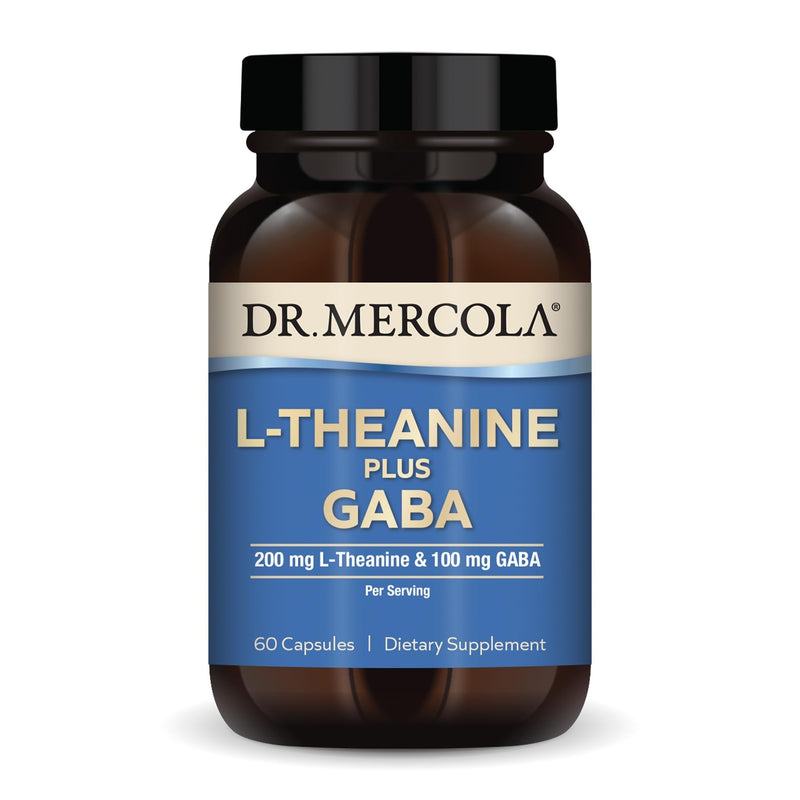Dr. Mercola L-Theanine Plus GABA, 200 mg, 60 Capsules (30 Servings) | Supports Relaxation, Focus, and Cognitive Function, Stress Support Supplement, 200 mg L-Theanine, 100 mg GABA 60 Count (Pack of 1)