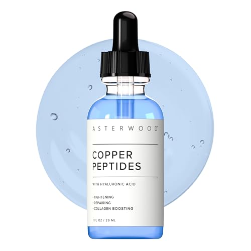 Asterwood Copper Peptides Serum for Face, GHK-Cu Peptide w/Hyaluronic Acid 1 Fl Oz (Pack of 1)
