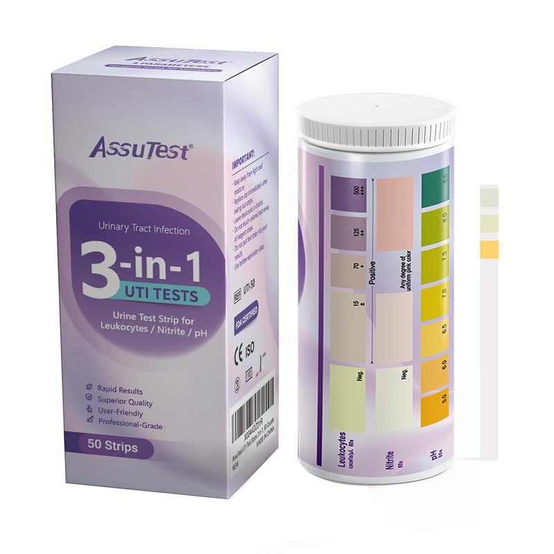 50ct UTI Test Strips - 3-in-1 Advanced Urinary Tract Infection Home Testing Testing Kit Detection with Accurate Leukocytes, Nitrite, and PH Readings, Simple At-Home Urine Test Strips - BeesActive Australia