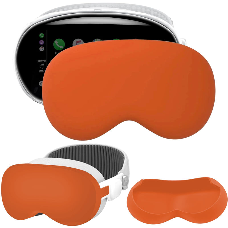 Silicone Protective Cover Compatible with Vision Pro, Soft VR Front Lens Case, Anti-Scratch Screen Protective Cover Anti-Fingerprint for Vision Pro, Dust Proof Case for VR Headset 2024 (Orange) Orange - BeesActive Australia