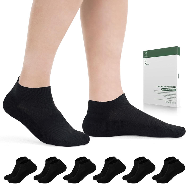 Bulinlulu Diabetic Socks for Men Women,6 Pairs Low Cut Non Binding Diabetic Ankle Seamless Socks for Men 6-9 9-12(Black-Large) Black Large - BeesActive Australia