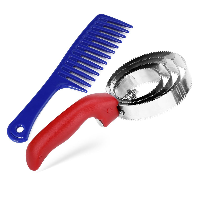 Horse Curry Comb, Stainless Steel Grooming Comb with Soft Touch Grip, 4 Rings Spring Grooming Brushes for Horses, Cows, Dogs, Sheep - BeesActive Australia