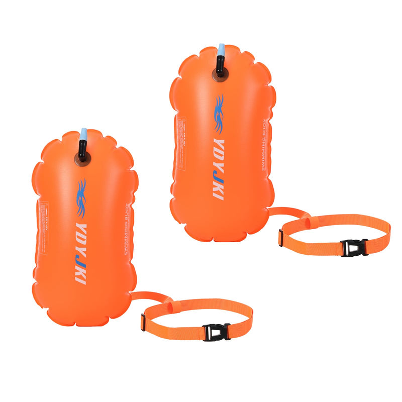 2 Pack Swim Buoy Float, Pool Floats Adult, Swimming Bubble Safety Float with Adjustable Waist Belt Orange/Orange