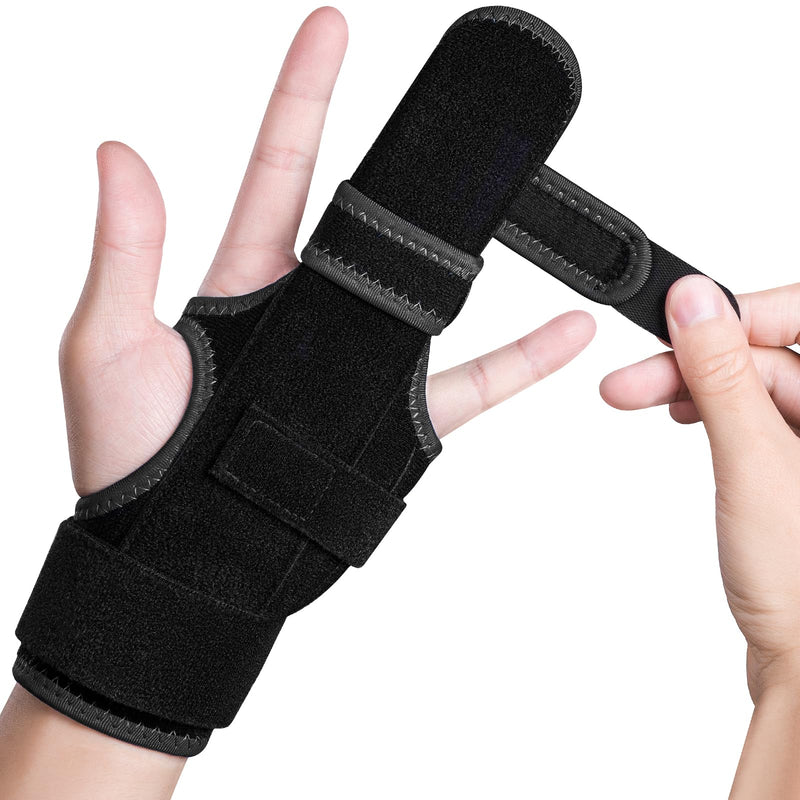Trigger Finger Splint: Support the Middle, Index, little or Ring Finger, Hand Splint Brace-Treating Hand Fractures, Arthritis, Mallet Finger or Metacarpal Fractures (Left Hand) Small/Medium Black-Left