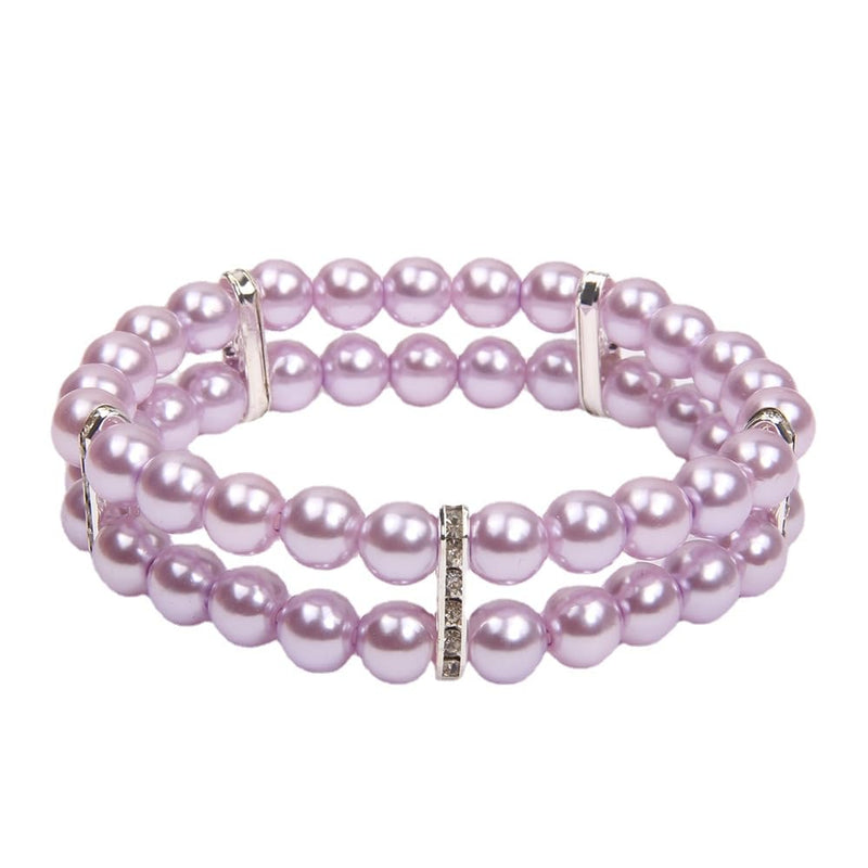 2 Rows Pearls Pet Dog Necklace Collar Bling Accessories Charm Pet Puppy Jewelry Puppy Chihuahua Yorkie Handmade Adjustable (Purple, Medium) Purple - BeesActive Australia