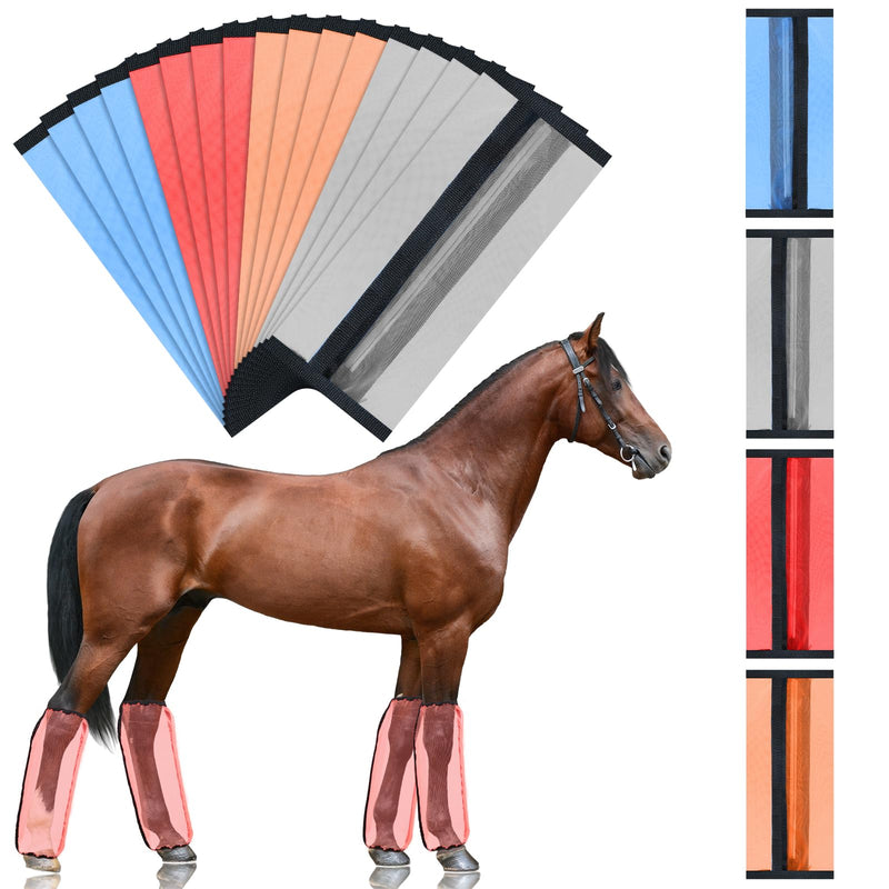 16 Pcs Fly Boots for Horses Mesh Ventilated Horse Leggings Breathable Horse Leg Wraps to Reduce Stomping Hoof Damage and Leg Fatigue, 4 Colors (Classic Color) Classic Color