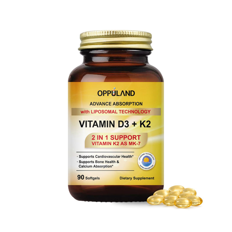 Vitamin D3 + K2 5000 IU - Liposomal Technology for Enhanced Absorption - MK-7 Vitamin K2 100mcg - Supports Bone & Calcium Metabolism - D3K2 Supplement for Men & Women - 90 Softgels 90 Count (Pack of 1)