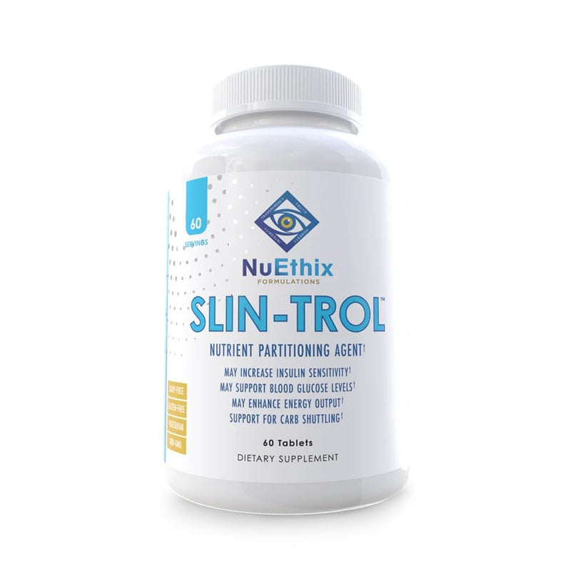 NuEthix Formulations SLIN-Trol, Glucose Disposal Agent Pills for Men & Women, Nutrient Partitioning Supplement with Chromium Polynicotinate, & Glycine, Effective Carb Absorption, Non-GMO, 60 Servings - BeesActive Australia