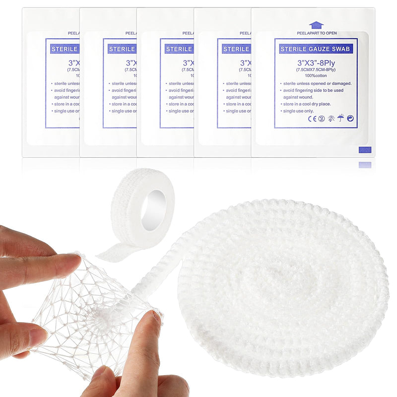 7 Pcs Dog Tail Protector Includes 5 Pcs Sterile Gauze Breathable Mesh Dog Tail Dressing Self Adhesive Pet Bandage Dog Ends Starter Pack for Dogs Cats Other Pets Animals, White - BeesActive Australia