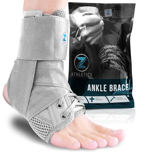 Z ATHLETICS Ankle Brace for Women & Men - Lace Up Adjustable Support with Side Stabilizers for Sprained Ankle, Achilles Tendonitis Relief | Basketball, Volleyball, Running & Sports Recovery