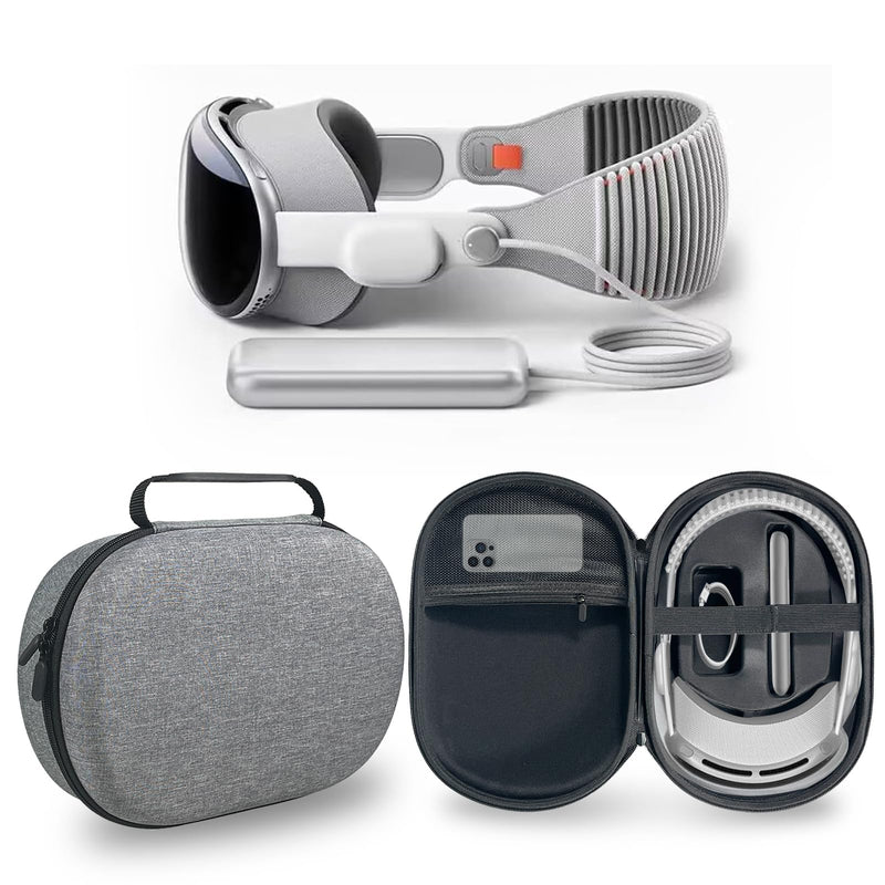 Hard Carrying Case for Apple Vision Pro VR Headset - Compatible with Battery & Charger Accessories, Handheld Design Travel Storage Case, Shockproof & Anti-Drop - BeesActive Australia