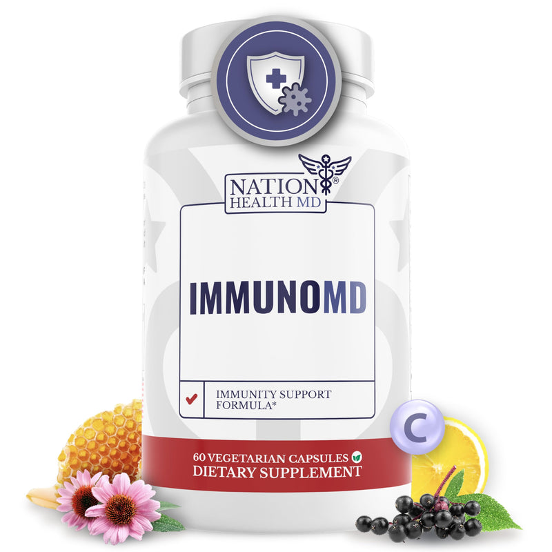 ImmunoMD | Immune Support Supplement | Provides year-round immune system support, Elderberry, Zinc, Vitamins C, D3, E, 30 Days Supply, 60 Capsules