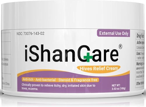 ishancare Urticaria Cream, Fast Acting Relief of Hives, Allergic Rashes, Itchy Skin, Redness, Swelling, Anti Fungal Hives Cream with All Natural Herbal Ingredients, 3.53 Oz 3.53 Oz（100g）