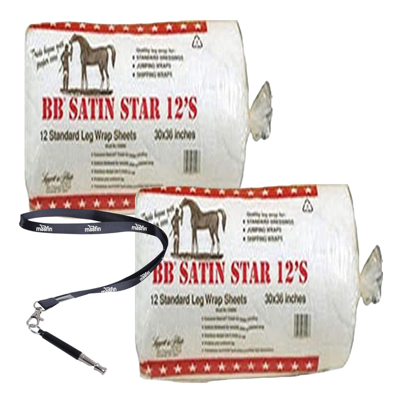 BB Satin Star Cotton 12 count - Leg Wrap Vet Wrap for Horses with Moofin SS Pet Training Whistle, Soft Breathable Fabric, Machine Washable, Multipurpose Use, Durable Vet Wrap [2-Pack] - BeesActive Australia