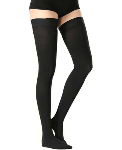 Medical Thigh High Compression Stockings for Women & Men Closed Toe Medium Closed Toe Black