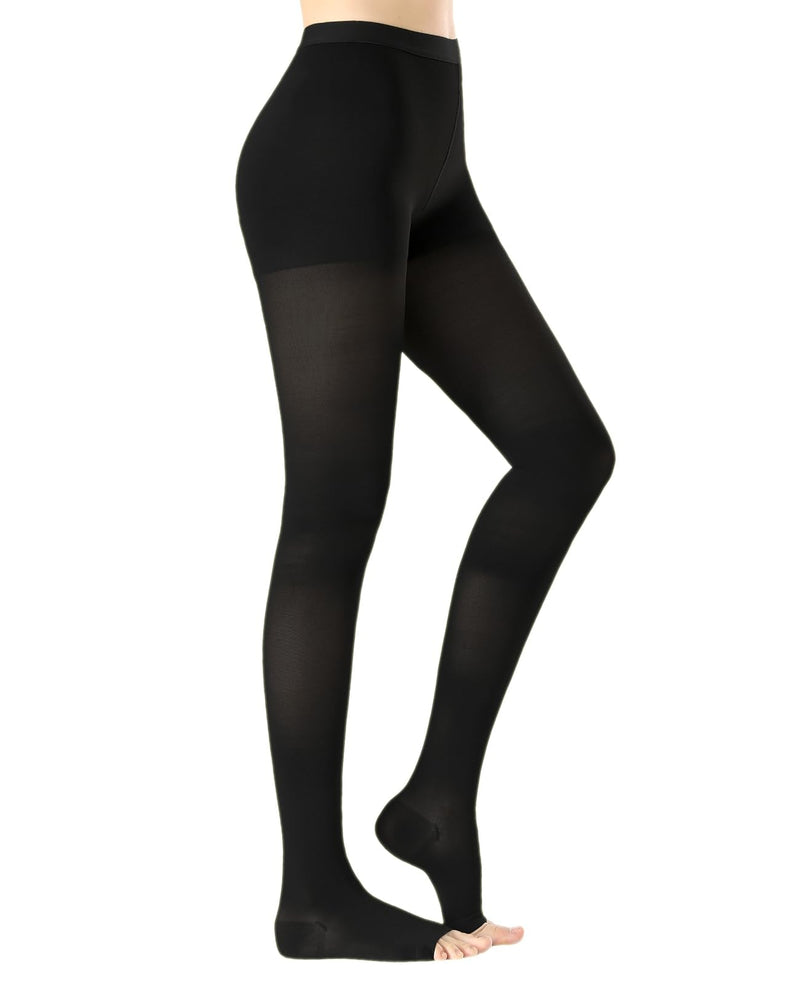 Medical Compression Pantyhose For Women & Men,20-30 mmHg Medical Grade Support Hose Tights For DVT,Pregnancy,Varicose Veins,Relief Shin Splints,Edema,Swelling Open Toe Black Medium