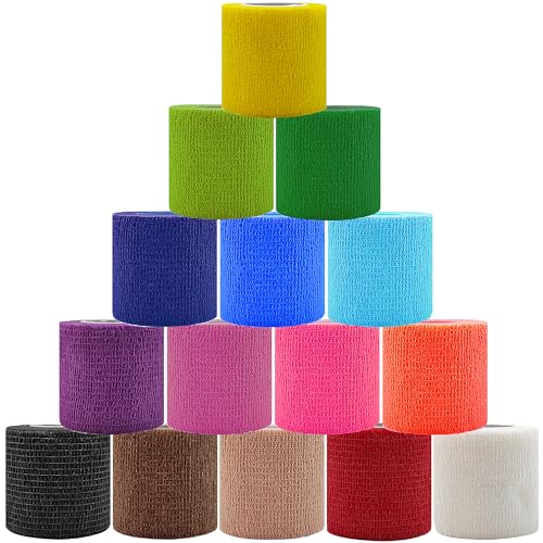 15 Pack Self Adhesive Bandage Wrap 2 Inch x 5 Yards (Mix) Mix-15