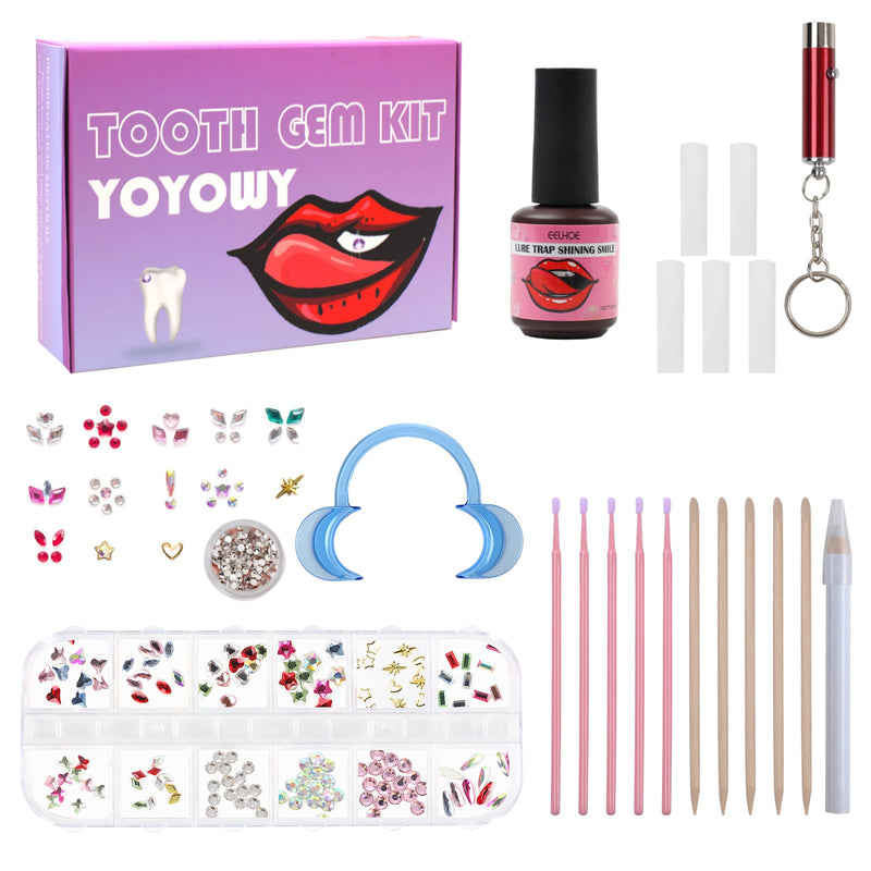 Tooth Gem Kit,Teeth Jewelry Kit with Glue and Light,Tooth Gems Kit for Teeth,Professional DIY Tooth Gem Kit,Fashionable Crystal for Teeth Sweet Smile Gems - BeesActive Australia