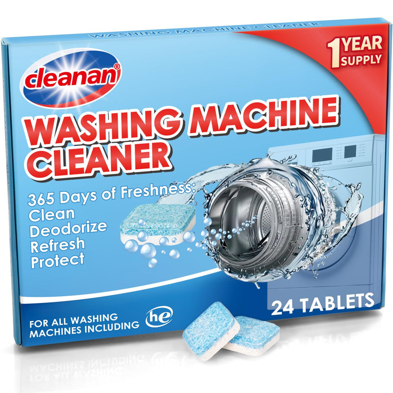 Washing Machine Cleaner Tablets - 24 Pack for Year-Round Deep Clean of Washer Machine, Suitable for HE, Top Load & Front Load Washer Cleaner, Grime & Build-Up, Septic Safe,Eco-Friendly Lavender - BeesActive Australia
