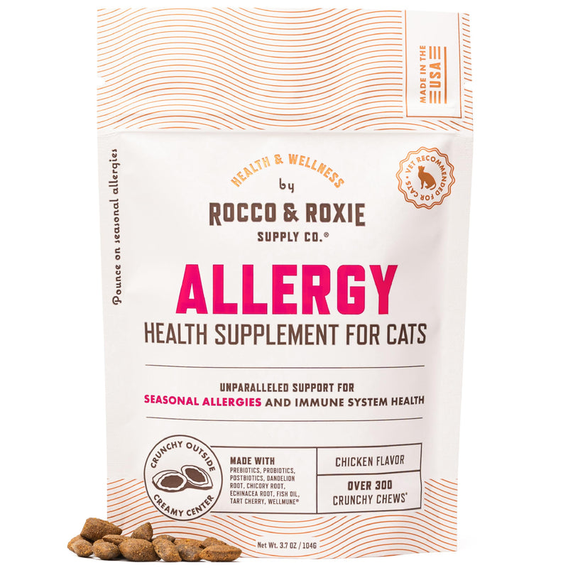 Rocco & Roxie Allergy Relief for Cats, Cat Supplements & Vitamins, Probiotics to Support Gut Health, Fish Oil for Skin, Sneezing and Itching from Seasonal Allergies, Tart Cherry Immune System Support - PawsPlanet Australia