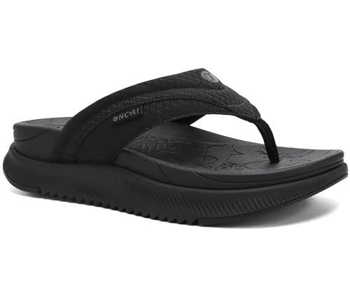 ONCAI Women's Orthotic Cushion Flip Flops Recovery Walking Sandals for Women with Arch Support Summer Comfortable Slip On Flip Flops for Womans Size 6-12 11 Black