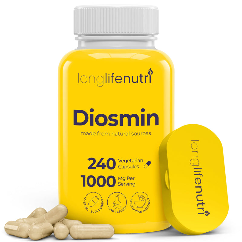 Diosmin 1000mg Advanced Formula - 240 Capsules for Circulatory Health Support, 4-Month Supply, Non-GMO, Made in USA - Daily Wellness Supplement