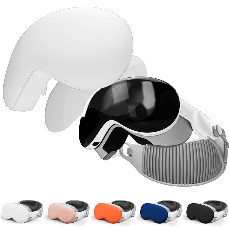 Vision Pro Case Cover Set,Soft Silicone Protector & Screen Protector for Apple Vision Pro,100% Compatible withVision Pro VR Headset (White) WHITE - BeesActive Australia
